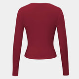 Long Sleeve Fitted Crop Top with Thumbhole Cuffs