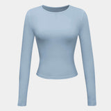 Long Sleeve Fitted Crop Top with Thumbhole Cuffs