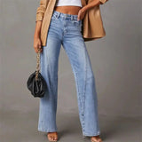 High Waist Straight Leg Denim Jeans with Classic Fit