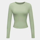 Long Sleeve Fitted Crop Top with Thumbhole Cuffs