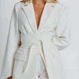 Belted Tailored Blazer with Relaxed Fit