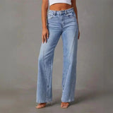 High Waist Straight Leg Denim Jeans with Classic Fit
