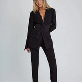 Belted Tailored Blazer with Relaxed Fit