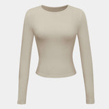 Long Sleeve Fitted Crop Top with Thumbhole Cuffs