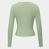 Long Sleeve Fitted Crop Top with Thumbhole Cuffs