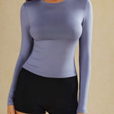 Long Sleeve Fitted Crop Top with Thumbhole Cuffs