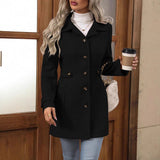 Tailored Button Front Mid Length Coat with Waist Belt