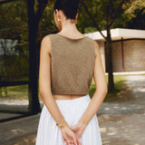 Sleeveless Textured Crop Top with Clean Neckline