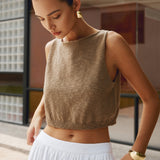 Sleeveless Textured Crop Top with Clean Neckline