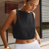 Sleeveless Textured Crop Top with Clean Neckline