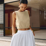 Sleeveless Textured Crop Top with Clean Neckline