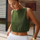 Sleeveless Textured Crop Top with Clean Neckline