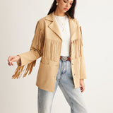 Fringe Detail Western Style Button Front Jacket