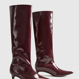 Pointed Toe Mid Heel Knee High Boots