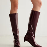 Pointed Toe Mid Heel Knee High Boots