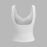 Square Neck Fitted Sleeveless Top with Ruched Bust