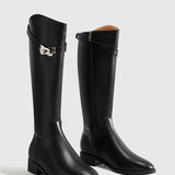 Buckle Detail Knee High Riding Boots