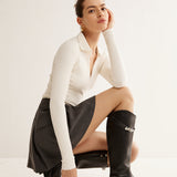 Buckle Detail Knee High Riding Boots