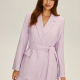 Belted Tailored Blazer with Wrap Front Design