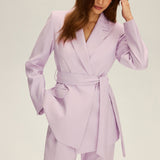 Belted Tailored Blazer with Wrap Front Design