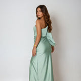 Elegant One Shoulder Evening Gown with High Slit