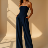 Strapless Wide Leg Jumpsuit with Tailored Fit