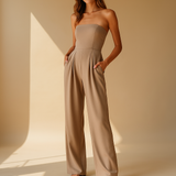 Strapless Wide Leg Jumpsuit with Tailored Fit