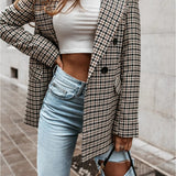Double Breasted Houndstooth Tailored Blazer Jacket