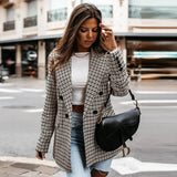 Double Breasted Houndstooth Tailored Blazer Jacket