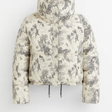 Printed Puffer Jacket with High Neck and Cropped Fit