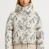 Printed Puffer Jacket with High Neck and Cropped Fit