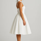 Halter Neck Fit and Flare Midi Dress