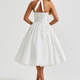 Halter Neck Fit and Flare Midi Dress