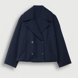 Cropped Double Breasted Jacket with Wide Lapel