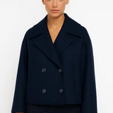 Cropped Double Breasted Jacket with Wide Lapel