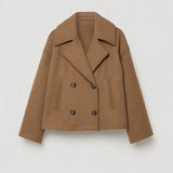 Cropped Double Breasted Jacket with Wide Lapel