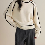 Contrast Trim Turtleneck Knit Sweater