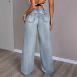 Mid Rise Relaxed Straight Leg Denim Jeans