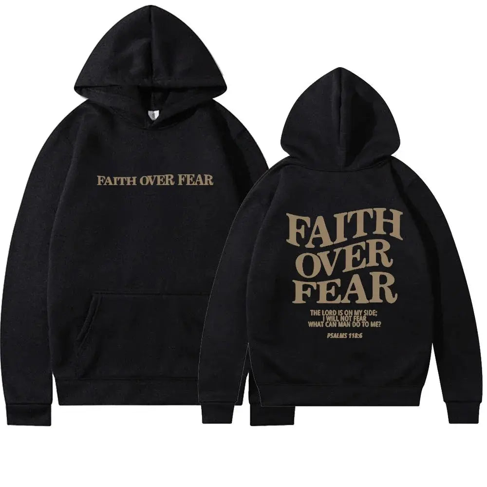 Faith Over Fear Inspirational Hoodie with Relaxed Fit