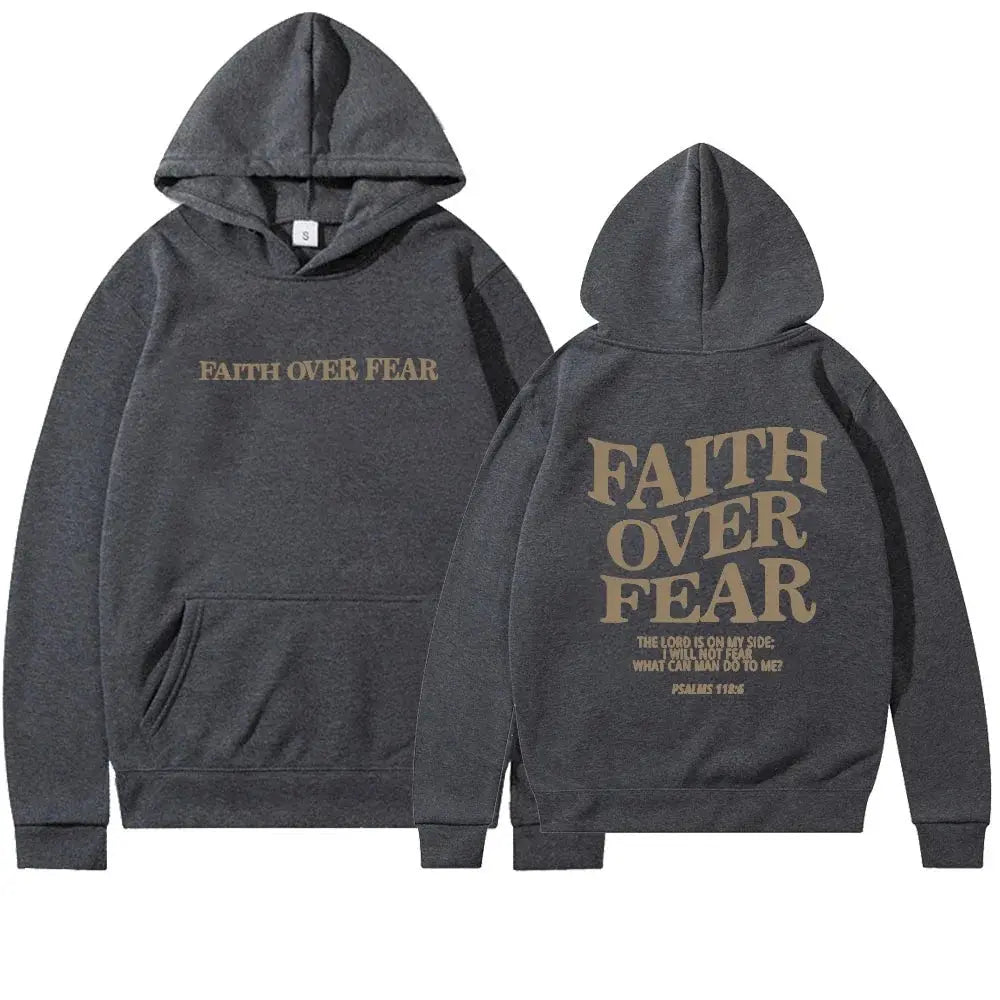 Faith Over Fear Inspirational Hoodie with Relaxed Fit