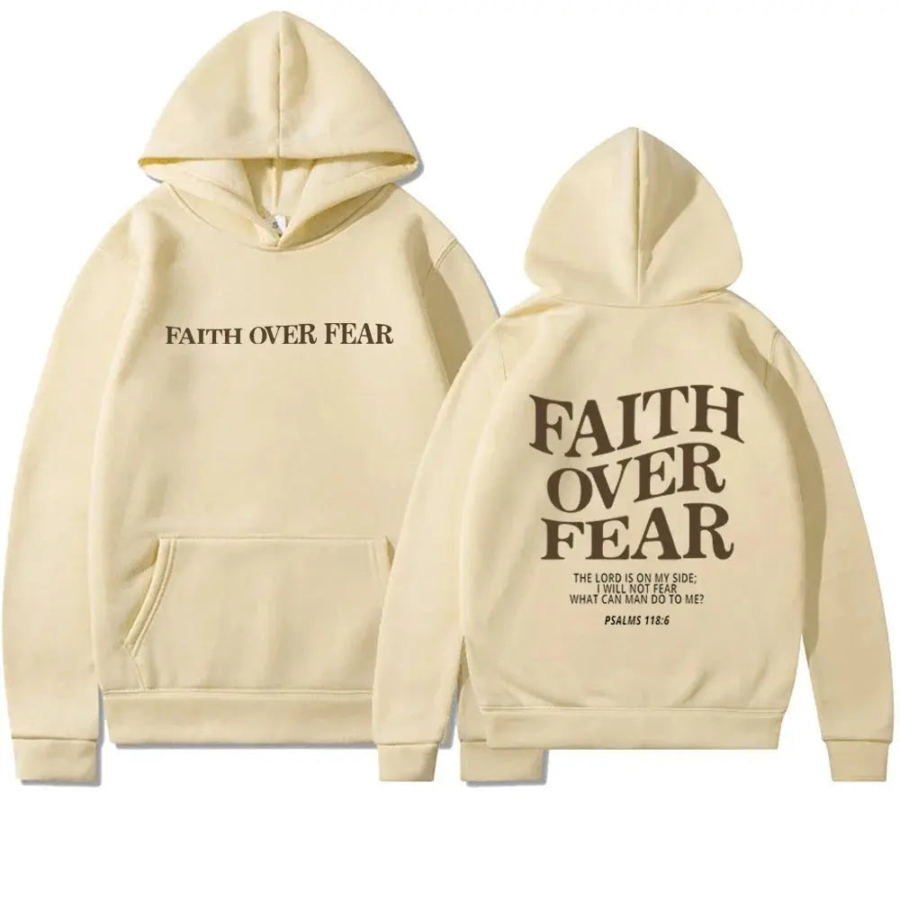Faith Over Fear Inspirational Hoodie with Relaxed Fit