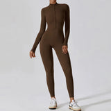 Long Sleeve Zip Front Sculpting One Piece Jumpsuit