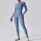 Long Sleeve Zip Front Sculpting One Piece Jumpsuit