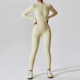 Long Sleeve Zip Front Sculpting One Piece Jumpsuit