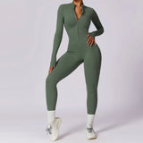 Long Sleeve Zip Front Sculpting One Piece Jumpsuit