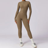 Long Sleeve Zip Front Sculpting One Piece Jumpsuit
