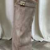 Pointed Toe Low Heel Knee High Boots