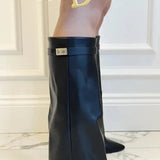 Pointed Toe Low Heel Knee High Boots