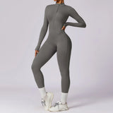 Long Sleeve Zip Front Sculpting One Piece Jumpsuit