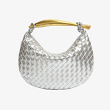 Woven Crescent Handle Statement Bag